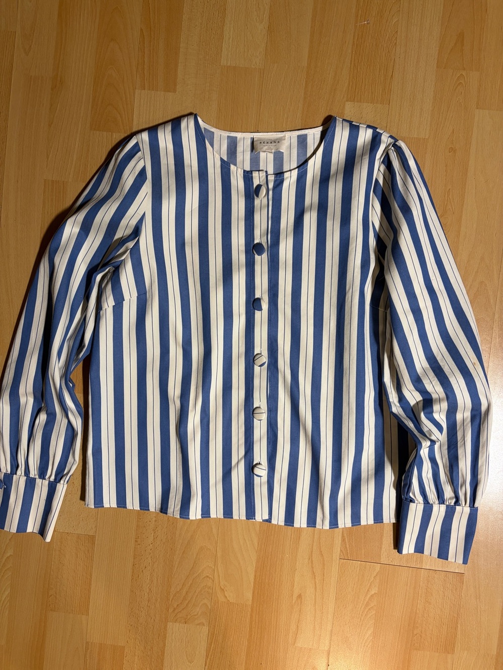 Sezane Celeste Shirt in Maggie Blue and White Striped Preppy Nautical XL - Picture 4 of 12